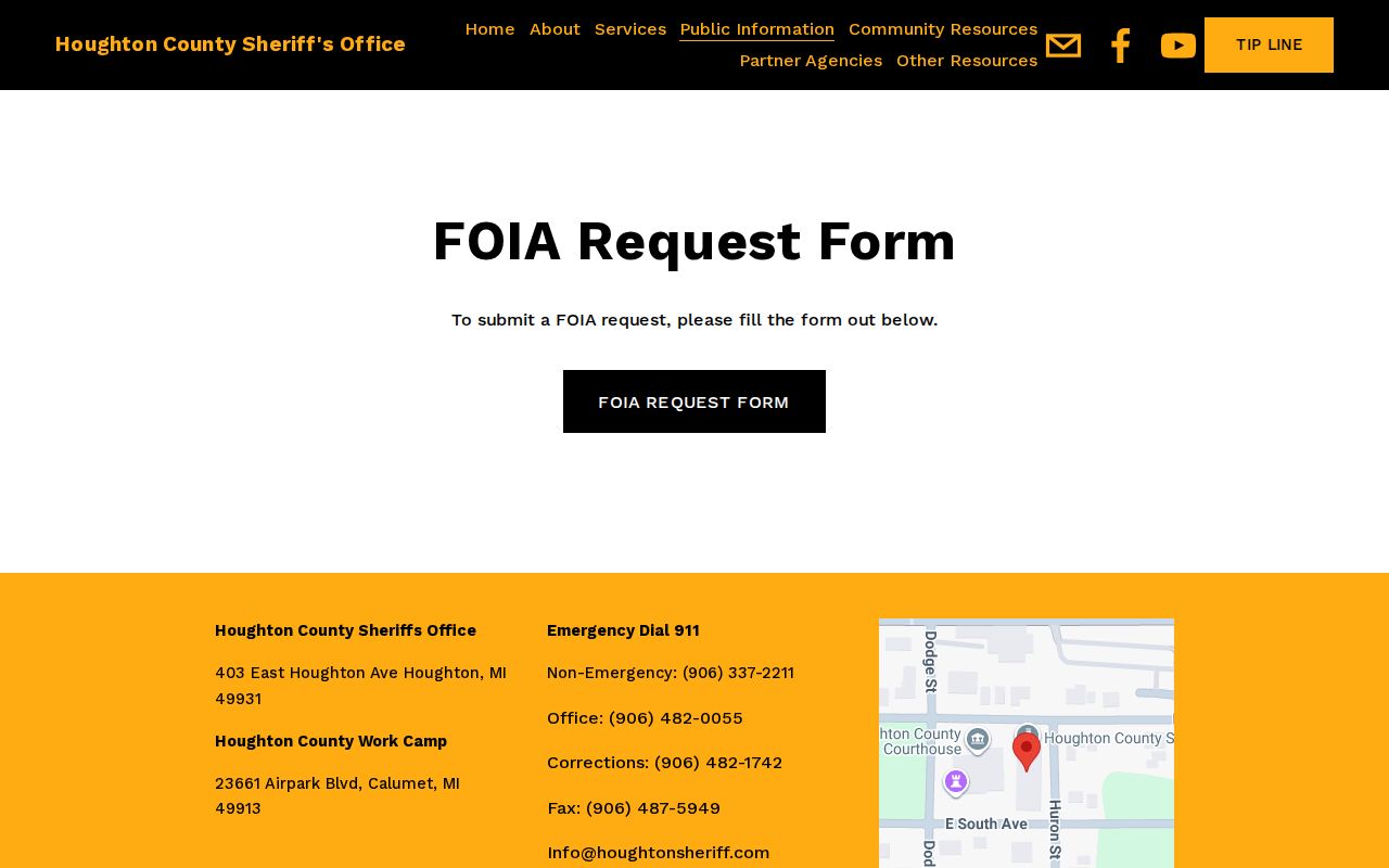 Houghton County released inmate record request form