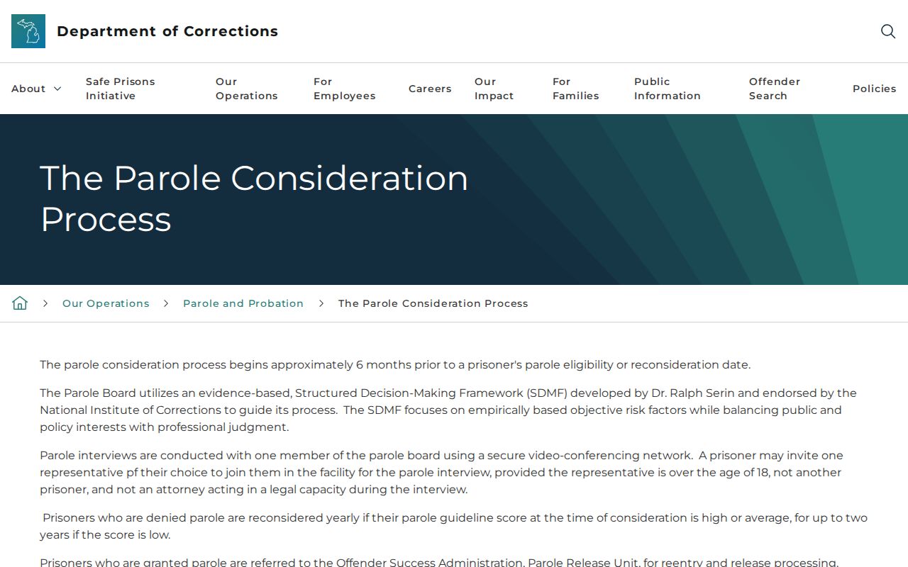Michigan parole process for Houghton County post-release supervision